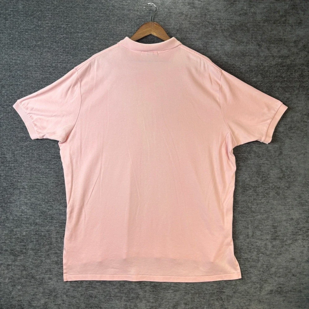 Polo Ralph Lauren Mens XXL Pink Short Sleeve Cotton Polo Shirt Blue Pony Logo
